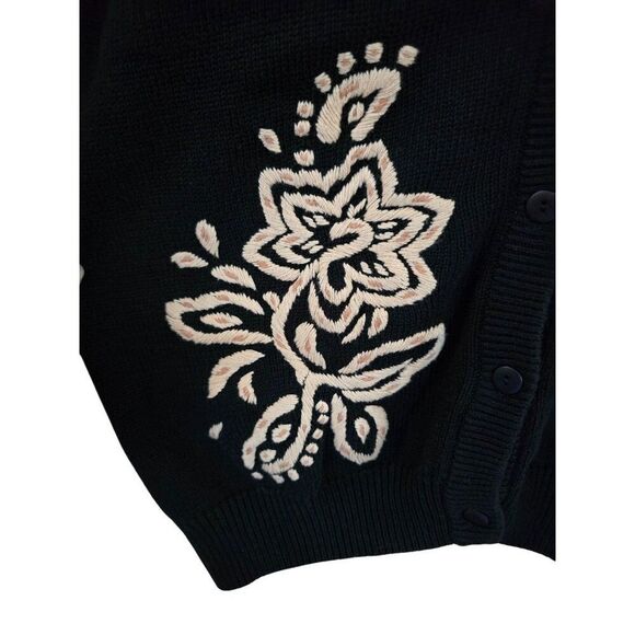 Lilys Of Beverly Hills Black Floral Embroidered Sweater Vest boho cottagecore - Picture 4 of 8